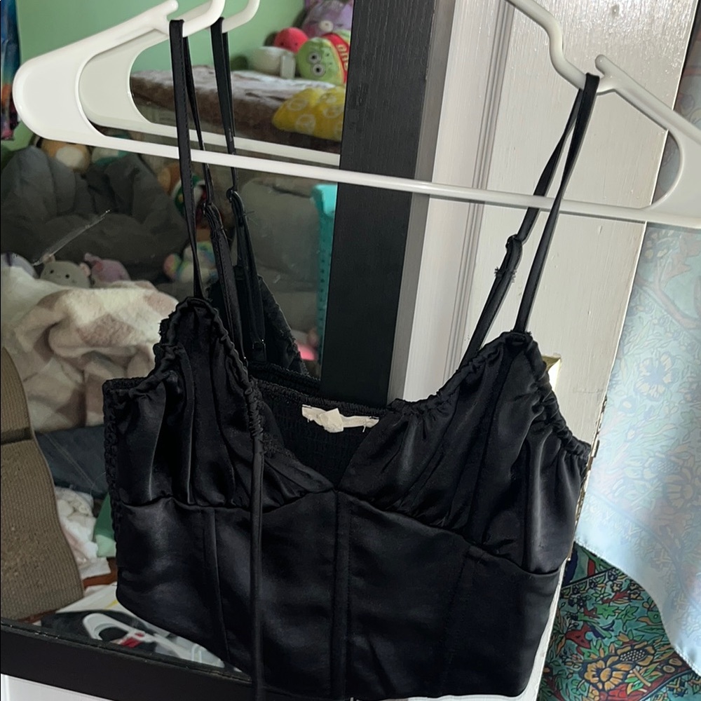 Pacsun Black Satin Corset Top